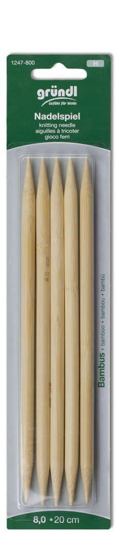 Gründl Bambus Nadelspiel Strumpfstricknadeln 20cm - 8mmØ