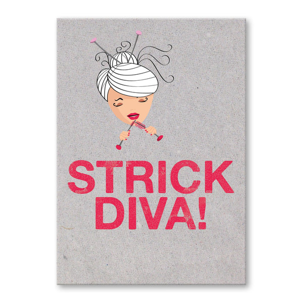 Postkarte Strick Diva